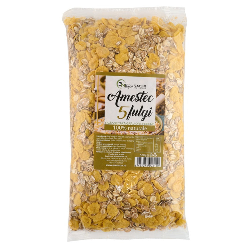Amestec 5 fulgi ovaz secara grau orz porumb 500gr - Eco Natur