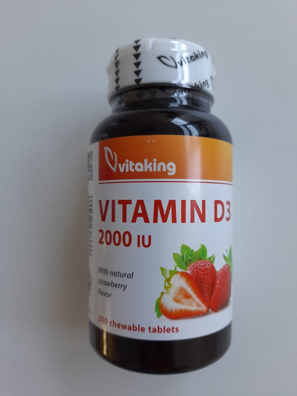 Vitamina d3 2000ui capsuni 210cpr masticabile - Vitaking