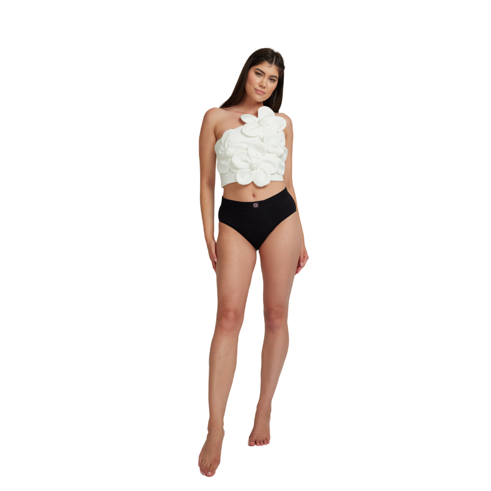Chiloti menstruali absorbtie extra abundenta talie inalta Margaret negru incontinenta - FemiEko