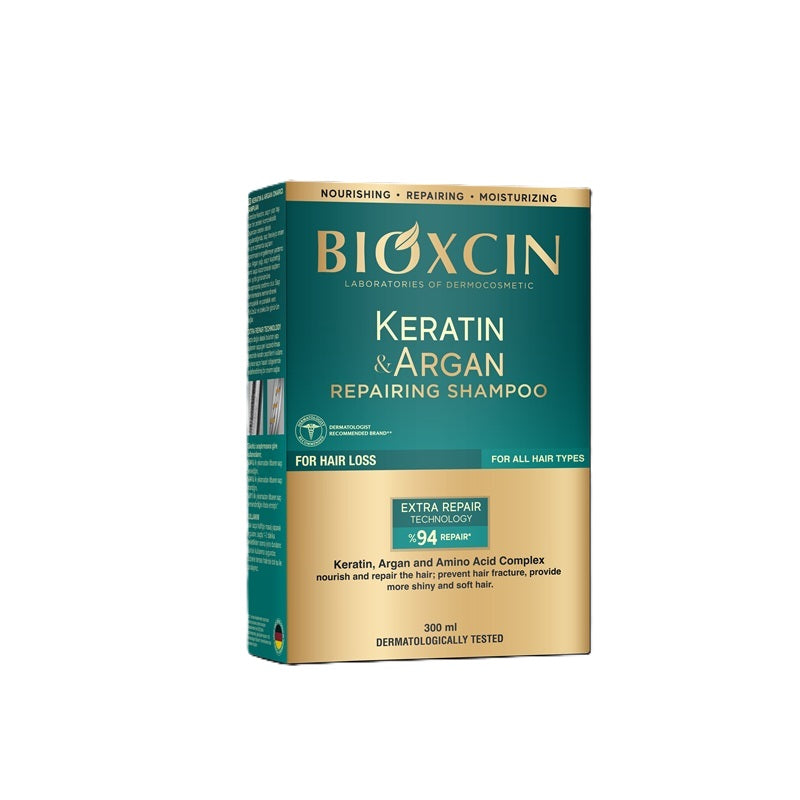 Șampon cu keratină și argan (300 ml) – Bioxcin - Păr refăcut