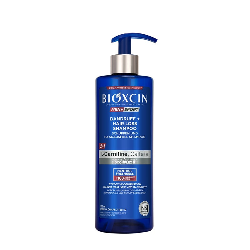 Șampon Men+Sport antimătreață și anticădere (500 ml) – Bioxcin
