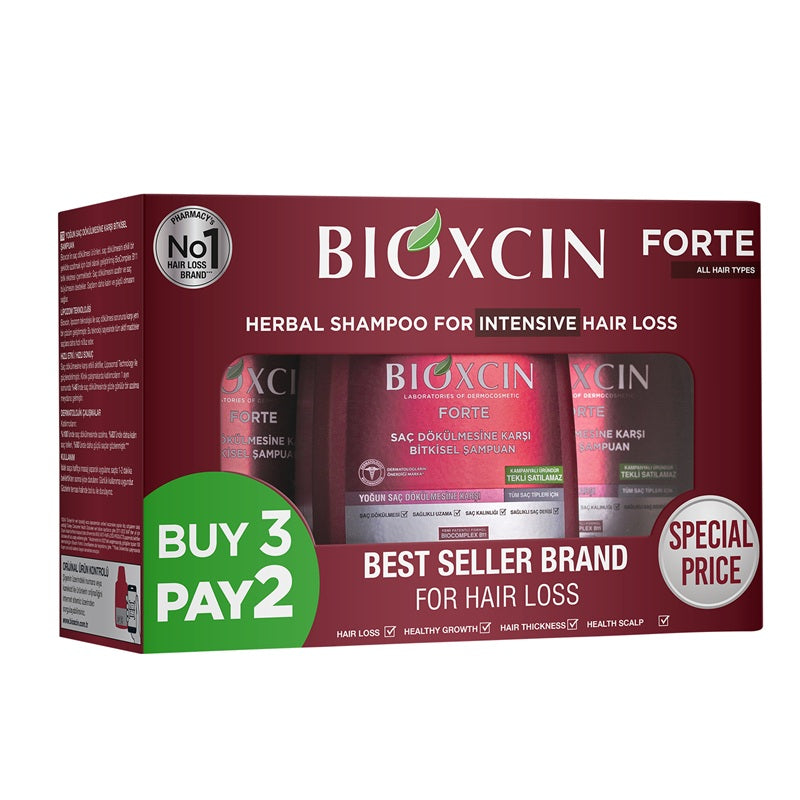 Șampon Forte anticădere (3 x 300 ml) – Bioxcin - Pachet