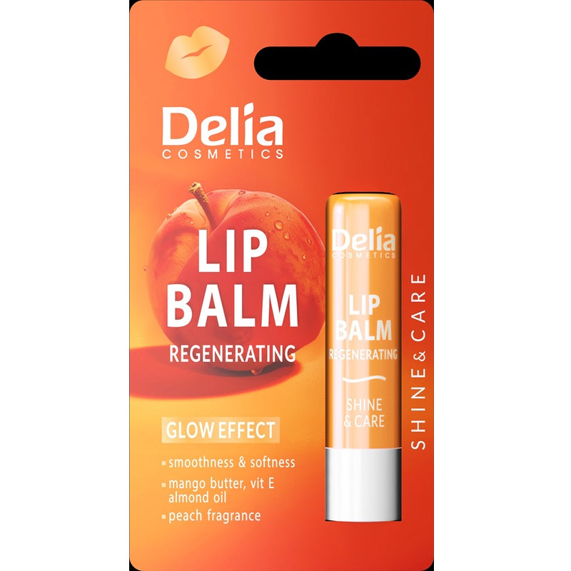Balsam de buze regenerant piersică (4,8 g) – Delia Cosmetics