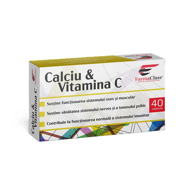 Calciu și vitamina C (40 capsule) – Farma Class