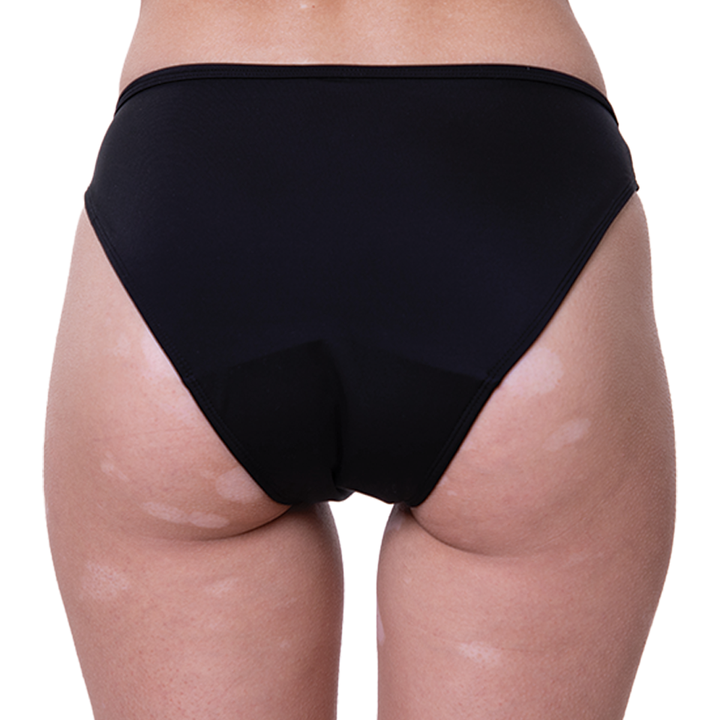 Slip menstrual pentru inot, protectie UV30+ absorbtie moderata Maja negru - FemiEko