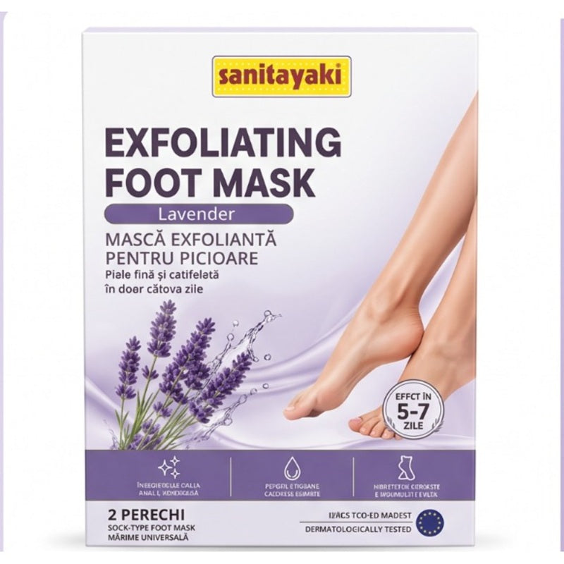 Mască exfoliantă picioare lavandă (2 perechi) – Sanitayaki
