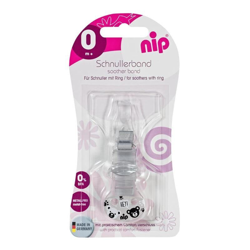 Lant cu carlig pentru suzeta Nip Gri, +0 luni - Abi Solutions