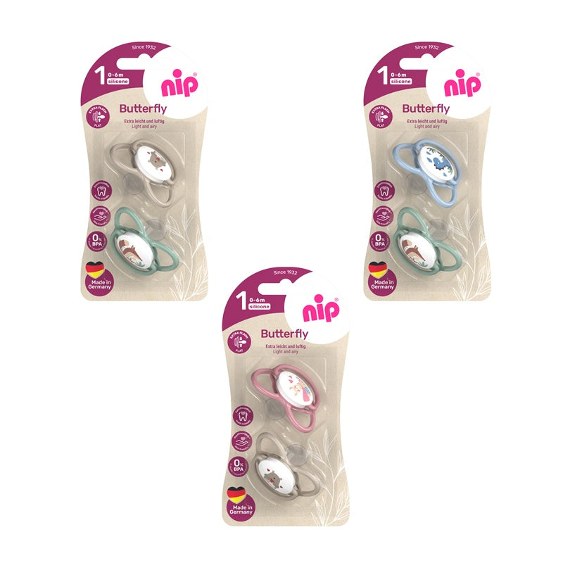 Suzete anatomice din silicon Nip Butterfly Marimea 1, 0-6 luni, 2 bucati - Abi Solutions