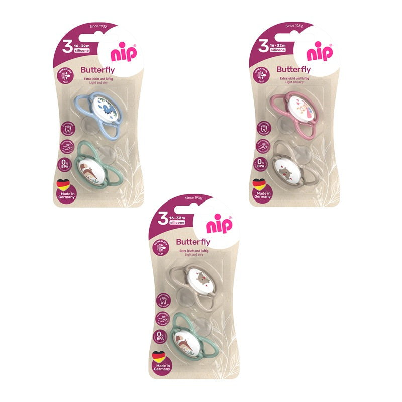 Suzete anatomice din silicon Nip Butterfly Marimea 3, 16-32 luni, 2 bucati - Abi Solutions