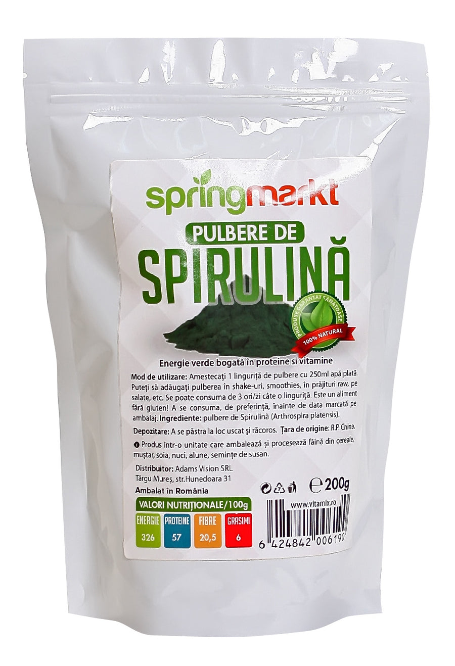 Spirulina, pulbere, 200 gr-ADAM.00453