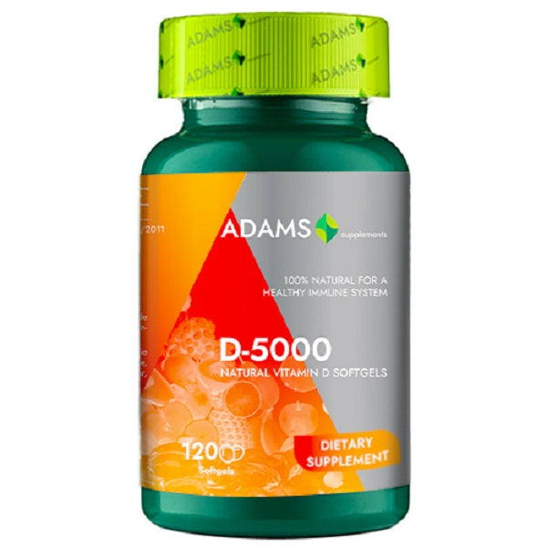 Vitamina d-5000 naturala 120cps gelatinoase moi - Adams Vision