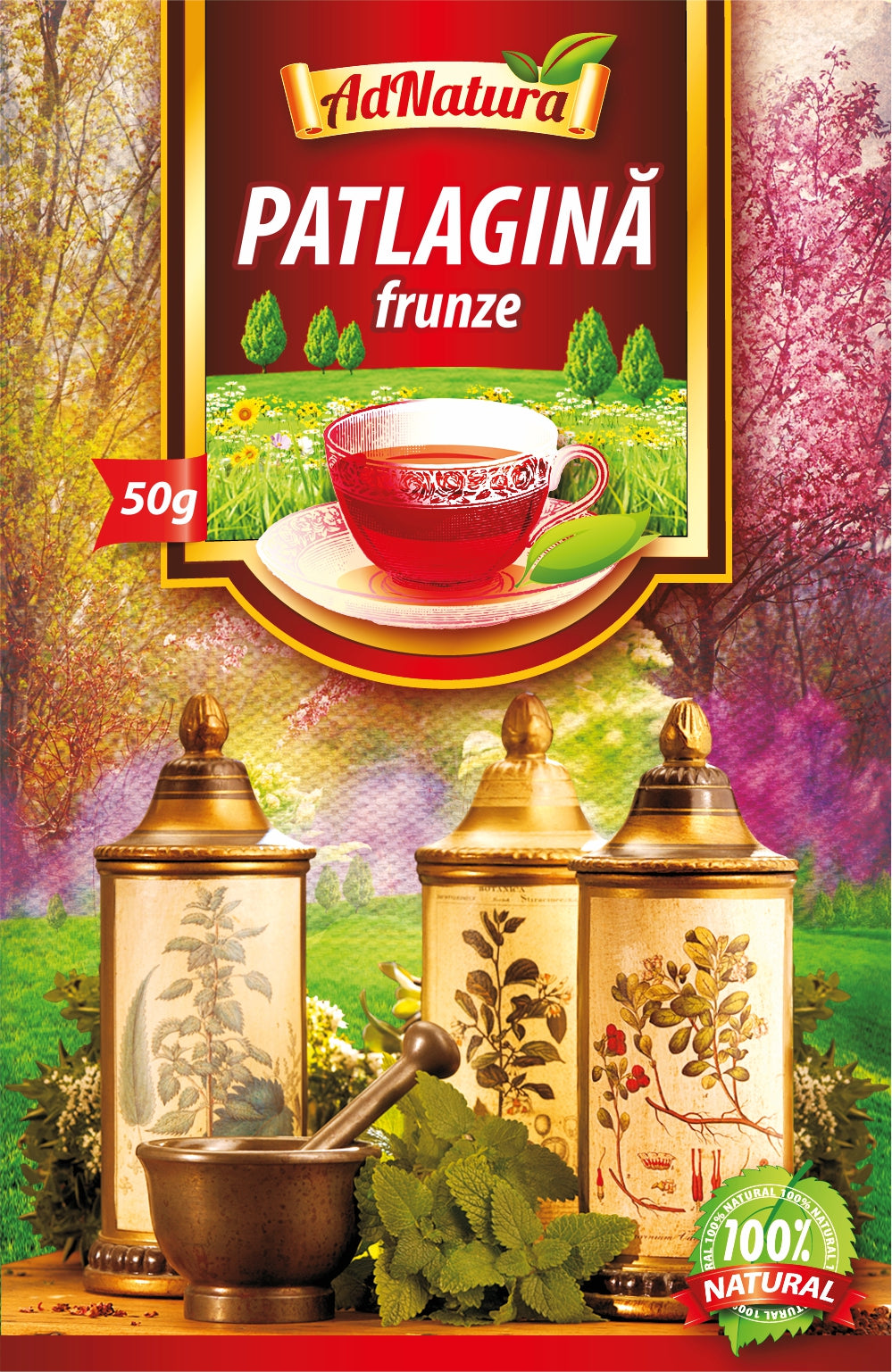 Ceai de patlagina frunze 50gr - Adserv