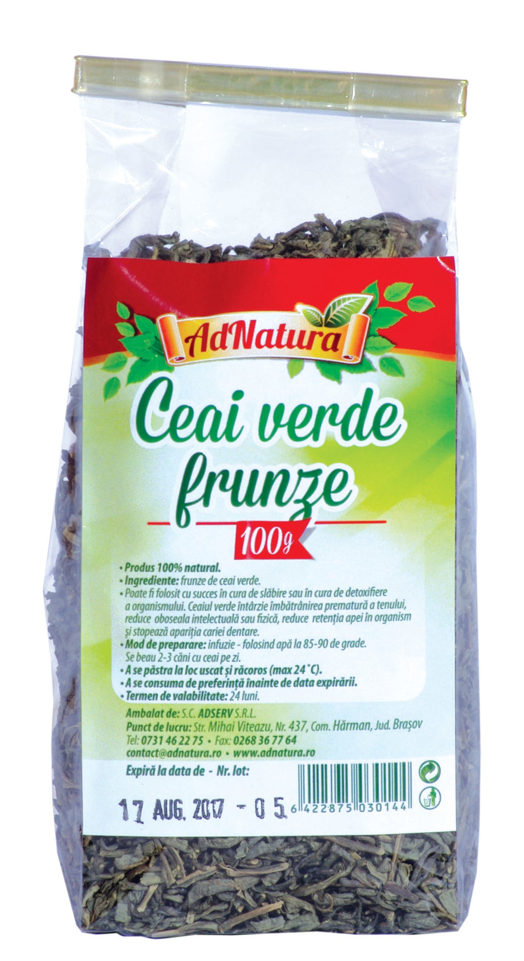 Ceai verde frunze 100gr - Adserv
