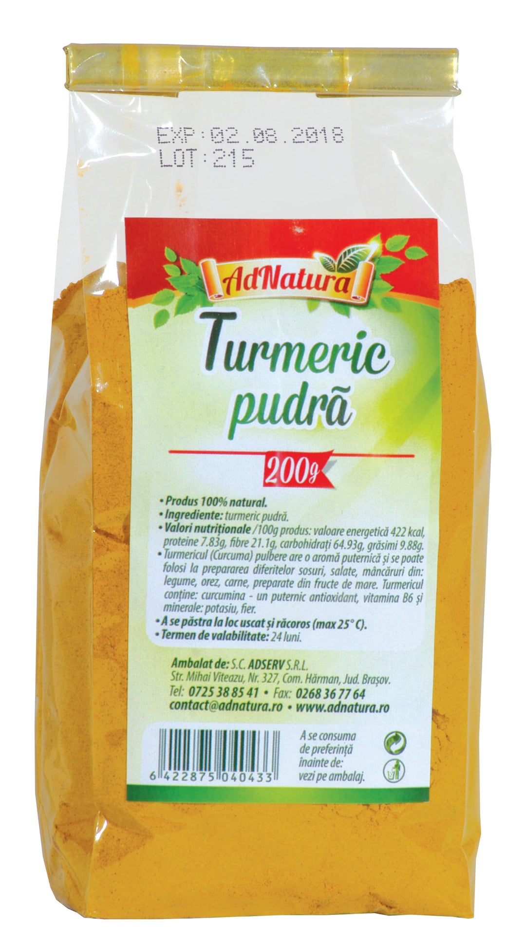 Turmeric pudra 200gr - Adserv