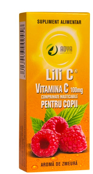 Vitamina c zmeura copii 100mg 30cpr - Adya Green Pharma