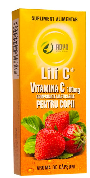 Vitamina c capsuni copii 100mg 30cpr - Adya Green Pharma