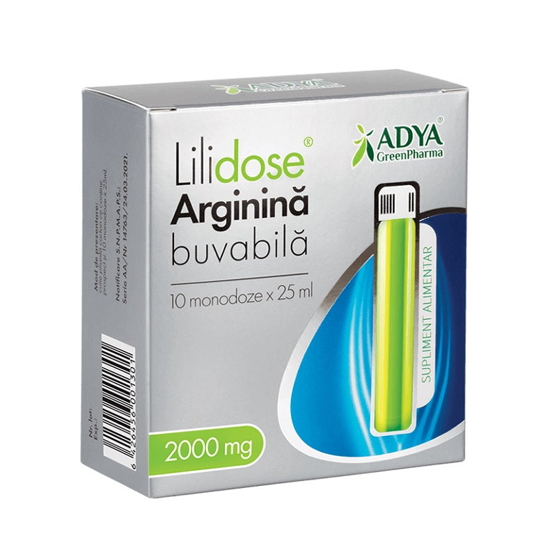 Lilidose arginina buvabila 2000mg 25ml*10mdz - Adya Green Pharma