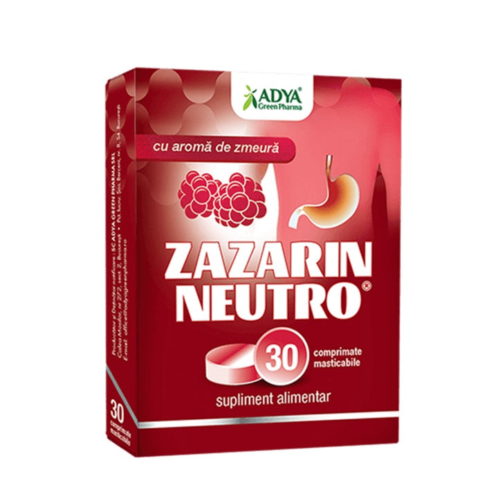 Zazarin neutro zmeura 30cpr masticabile - Adya Green Pharma