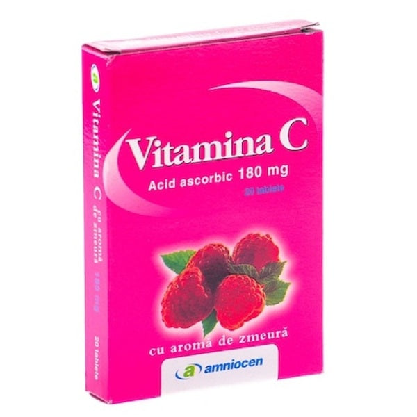 Vitamina c zmeura 180mg 24cpr - Amniocen