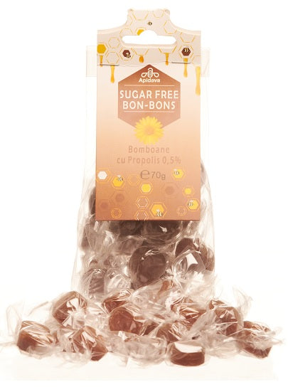 Bomboane fara zahar cu propolis si lemn dulce 70gr - Apidava