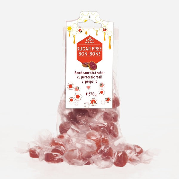 Bomboane fara zahar propolis&portocale rosii 70gr - Apidava