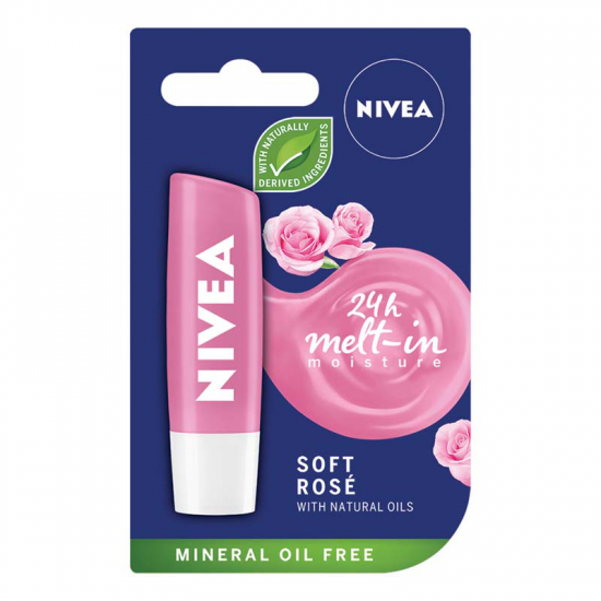 Balsam buze hranitor soft rose 4,8g/5,5ml - Nivea