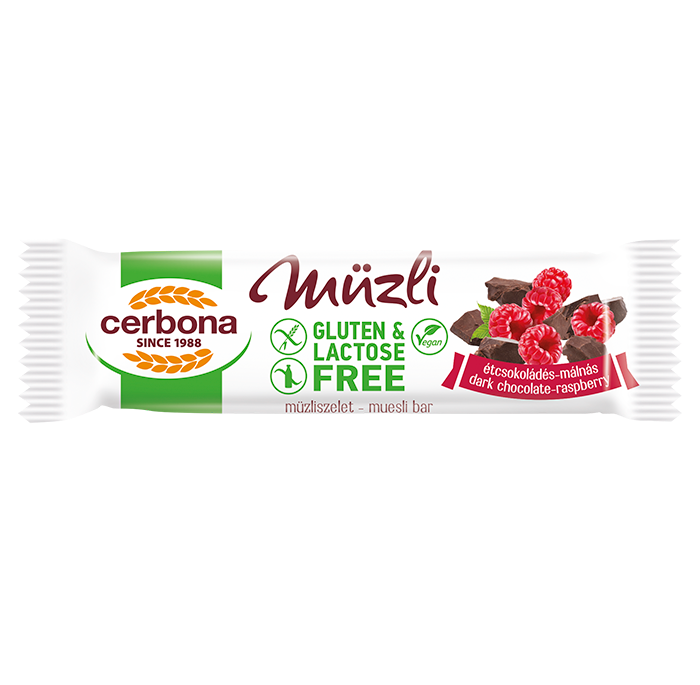 Baton musli cioco neagra&zmeura f gluten&lact 35gr - Cerbona