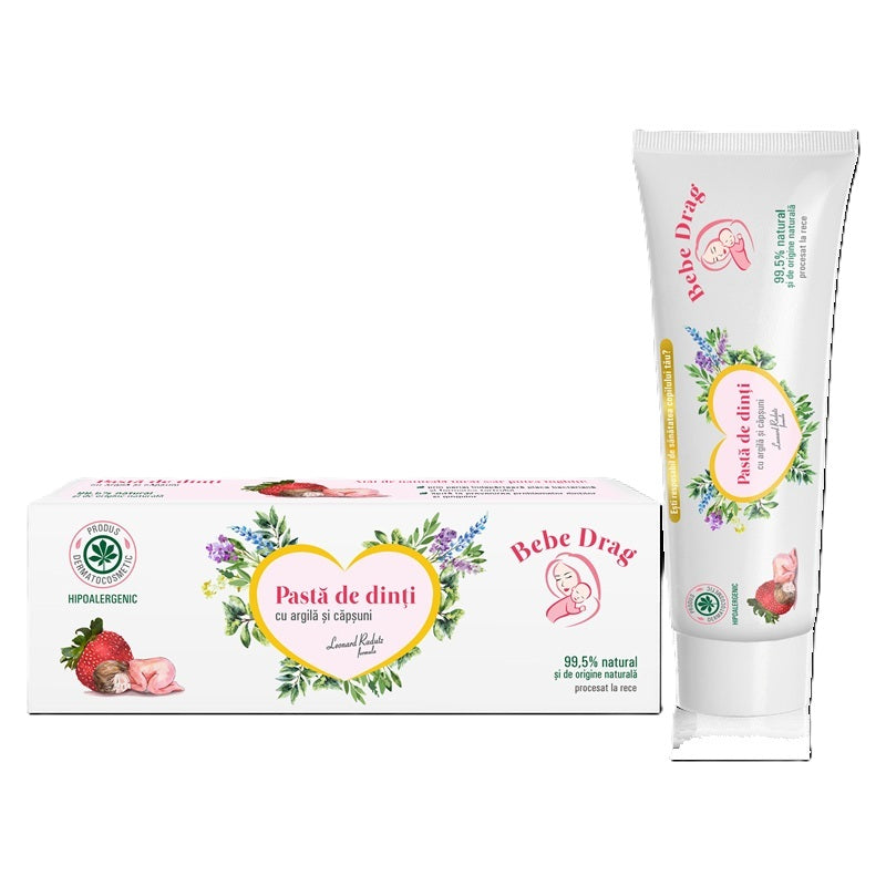 Pasta de dinti argila&capsuni 50ml - Bebe Drag