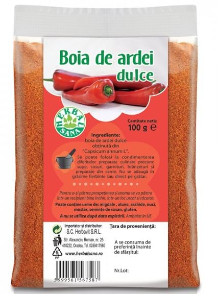 Boia de ardei (dulce) 100gr - Herbavit