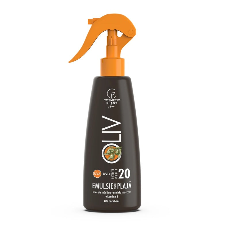 Emulsie solară spray Cosmetic Plant SPF 20 cu ulei de măsline, 200ml - Cosmetic Plant Plaja