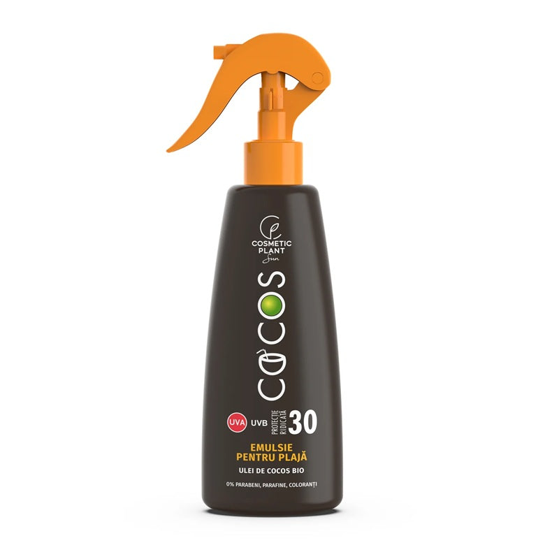 Emulsie solară spray Cosmetic Plant SPF 30 cu ulei de cocos, 200ml - Cosmetic Plant Plaja