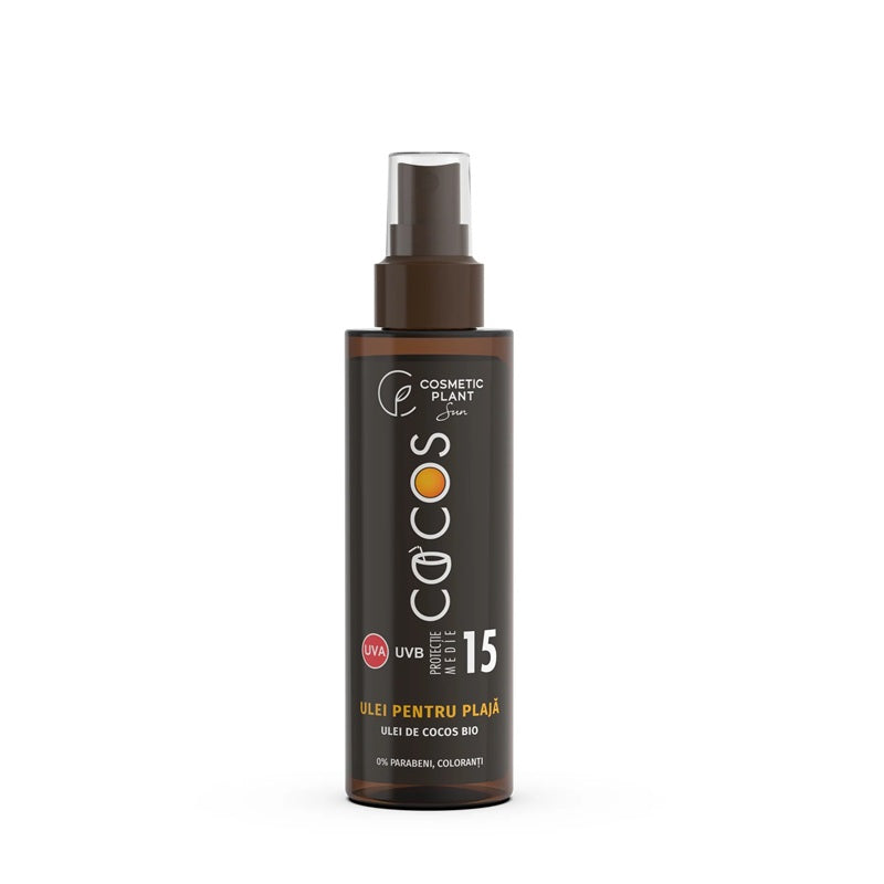 Ulei solar spray Cosmetic Plant SPF 15 cu ulei de cocos, 150ml - Cosmetic Plant Plaja