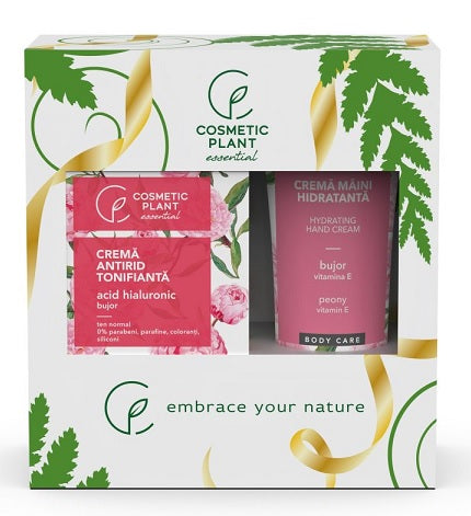 Set Crema hidratanta cu acid hialuronic si bujor 50 ml + Crema de maini hidratanta cu bujor 100 ml Essential - Cosmetic Plant