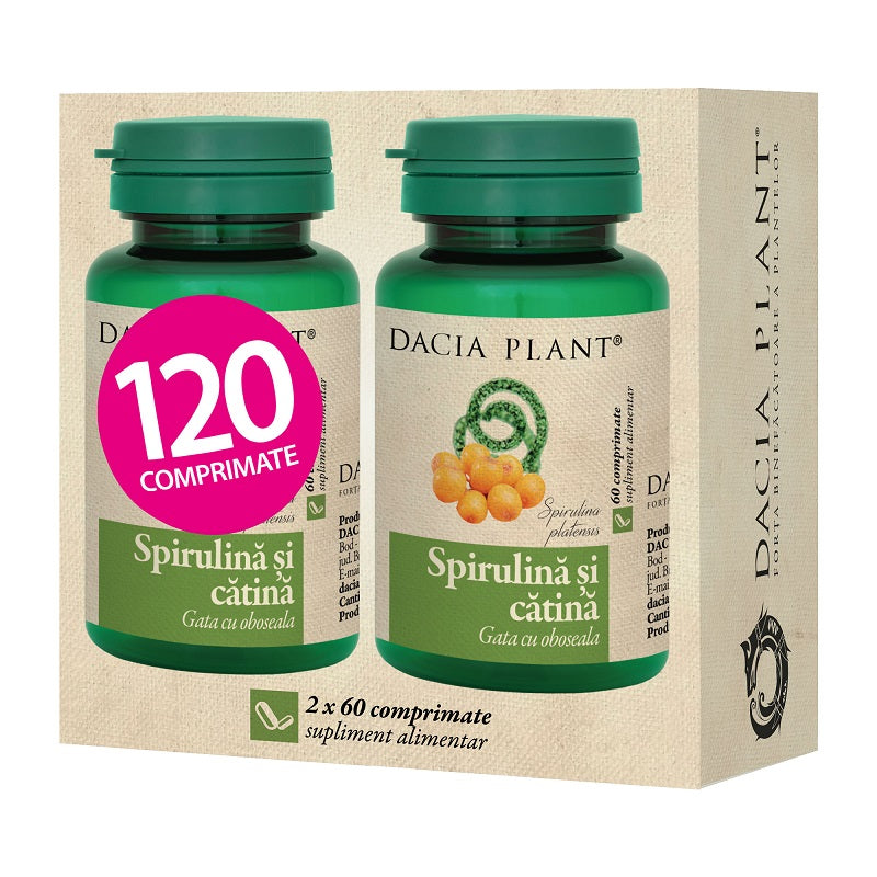 Spirulina si catina 120cpr (2*60cpr pch) - Dacia Plant