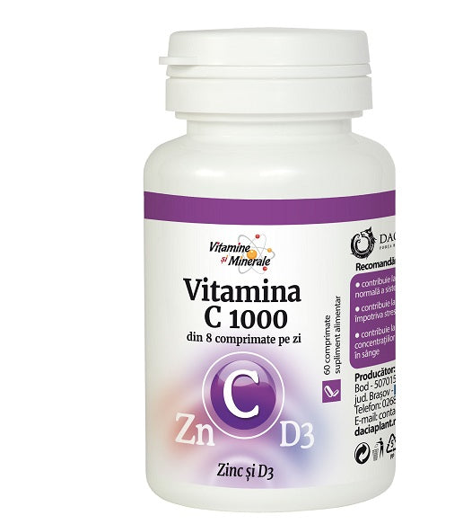 Vitamina c 1000 cu zn&d3 60cpr - Dacia Plant