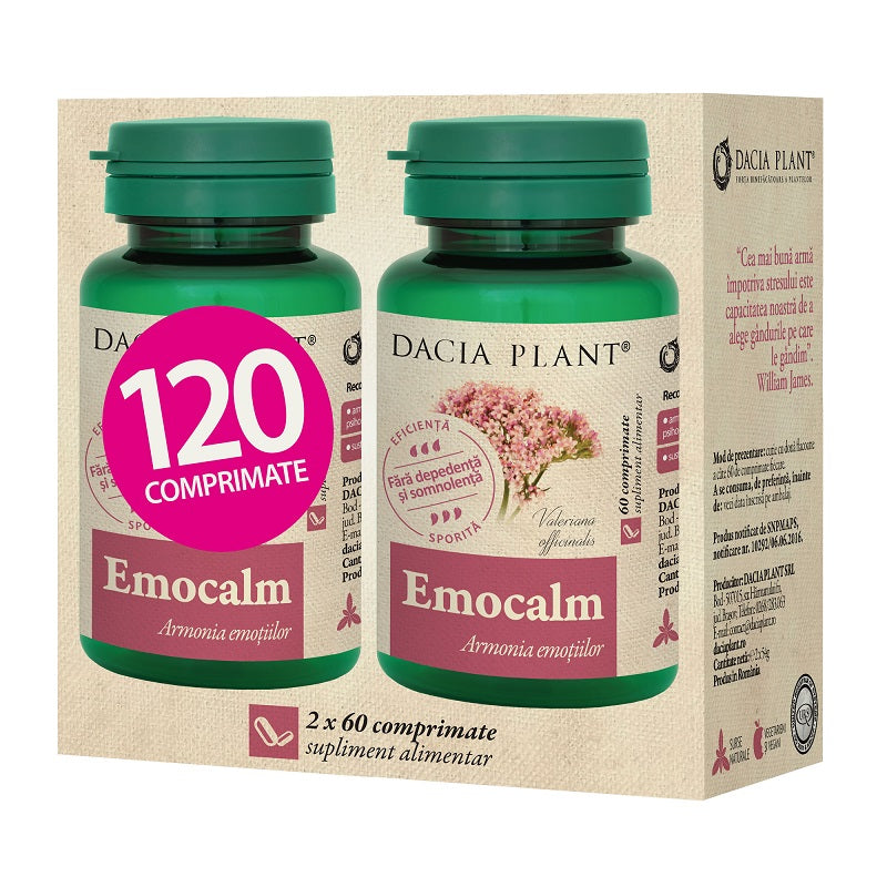 Emocalm cu valeriana 120cpr (2*60cpr pch) - Dacia Plant