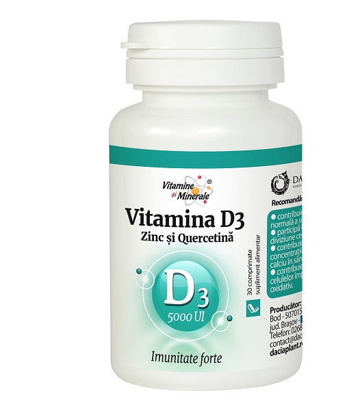 Vitamina d3 (5000ui) cu zinc si quercetina 30cpr - Dacia Plant