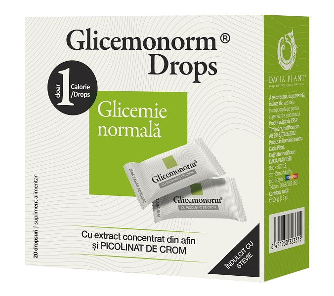 Glicemonorm drops indulcit cu stevie 20dropsuri - Dacia Plant