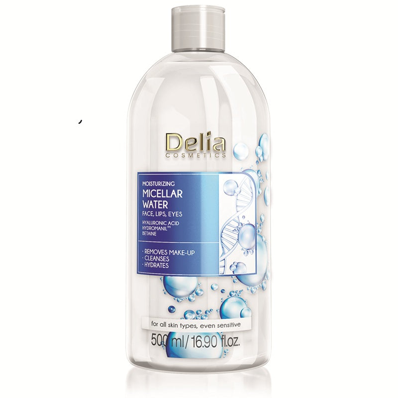 Apa micelara cu acid hialuronic pentru toate tipurile de ten, 500ml - Delia Cosmetics