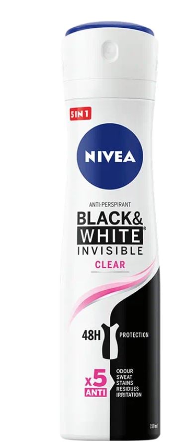 Antiperspirant black&white invisible clear spray 150ml - Nivea