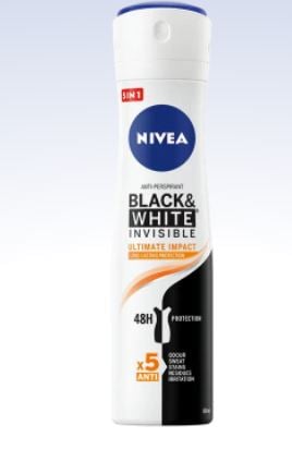 Antiperspirant black&white invisible ultimate impact spray 150ml - Nivea