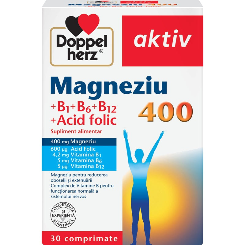 Magneziu 400 + B1 + B6 + B12 + Acid Folic, 30 comprimate - Doppel Herz