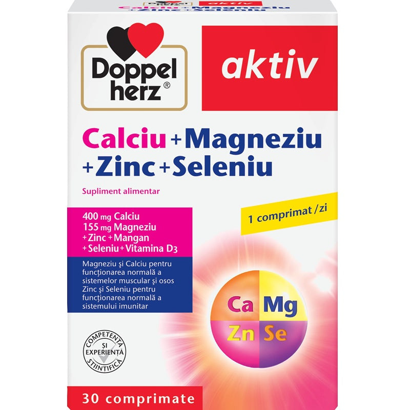 Calciu + Magneziu + Zinc + Seleniu, 30 comprimate - Doppel Herz
