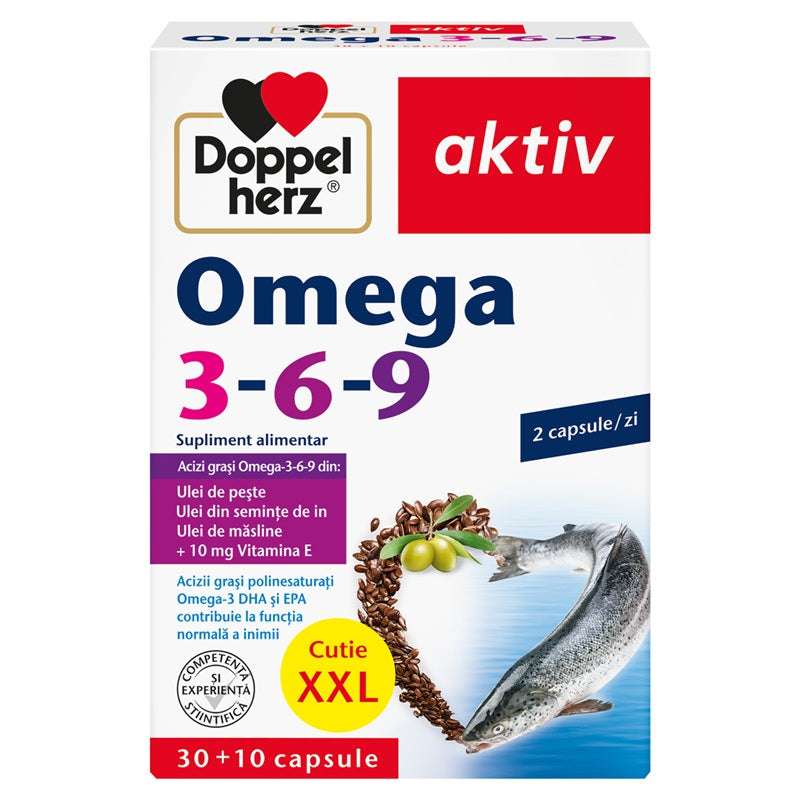 Omega 3-6-9, 30 + 10 capsule Cadou - Doppel Herz