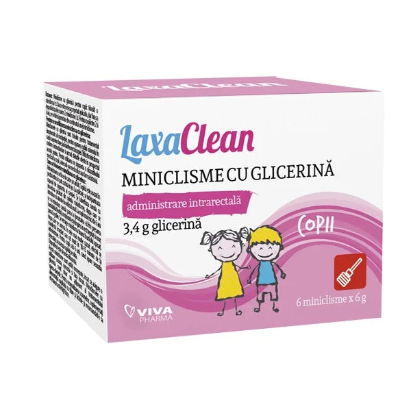 Miniclisme cu glicerina 3,4 gr, pentru copii, 6 buc, Laxaclean-VITA.00209