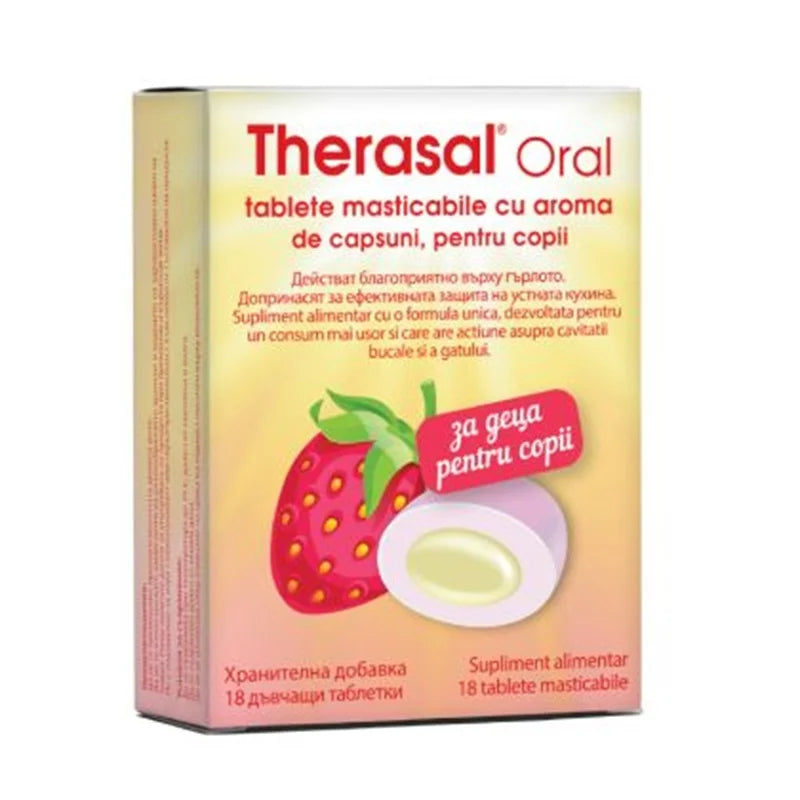Therasal Oral pentru copii, aroma de capsuni, 18 cps masticabile-VDRA.00001