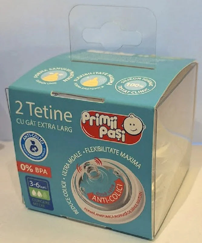 Tetine gat extra larg flux mediu anticolici (3–6 luni), 2 bucati-PRIM.00153