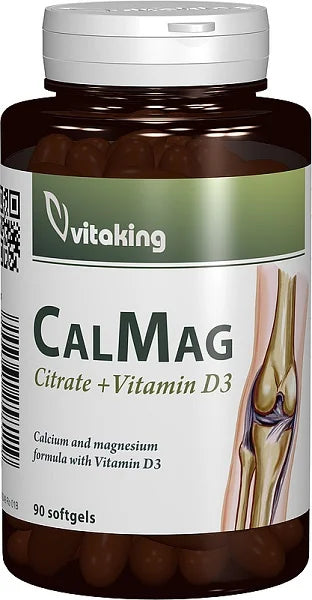 Calciu + Magneziu + Vitamina D3, lichid citrat, 90 capsule-VITA.00062