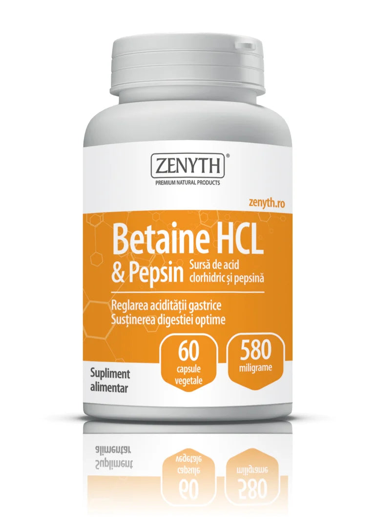 Betaine HCl & Pepsin 580 mg, 60 cps-ZENY.00088