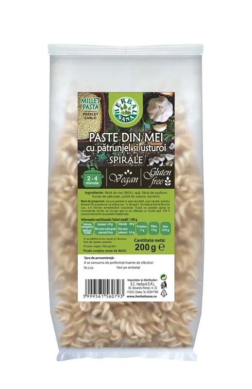Paste Spirale cu Mei, Patrunjel & Usturoi, 200 g-HERB.01522